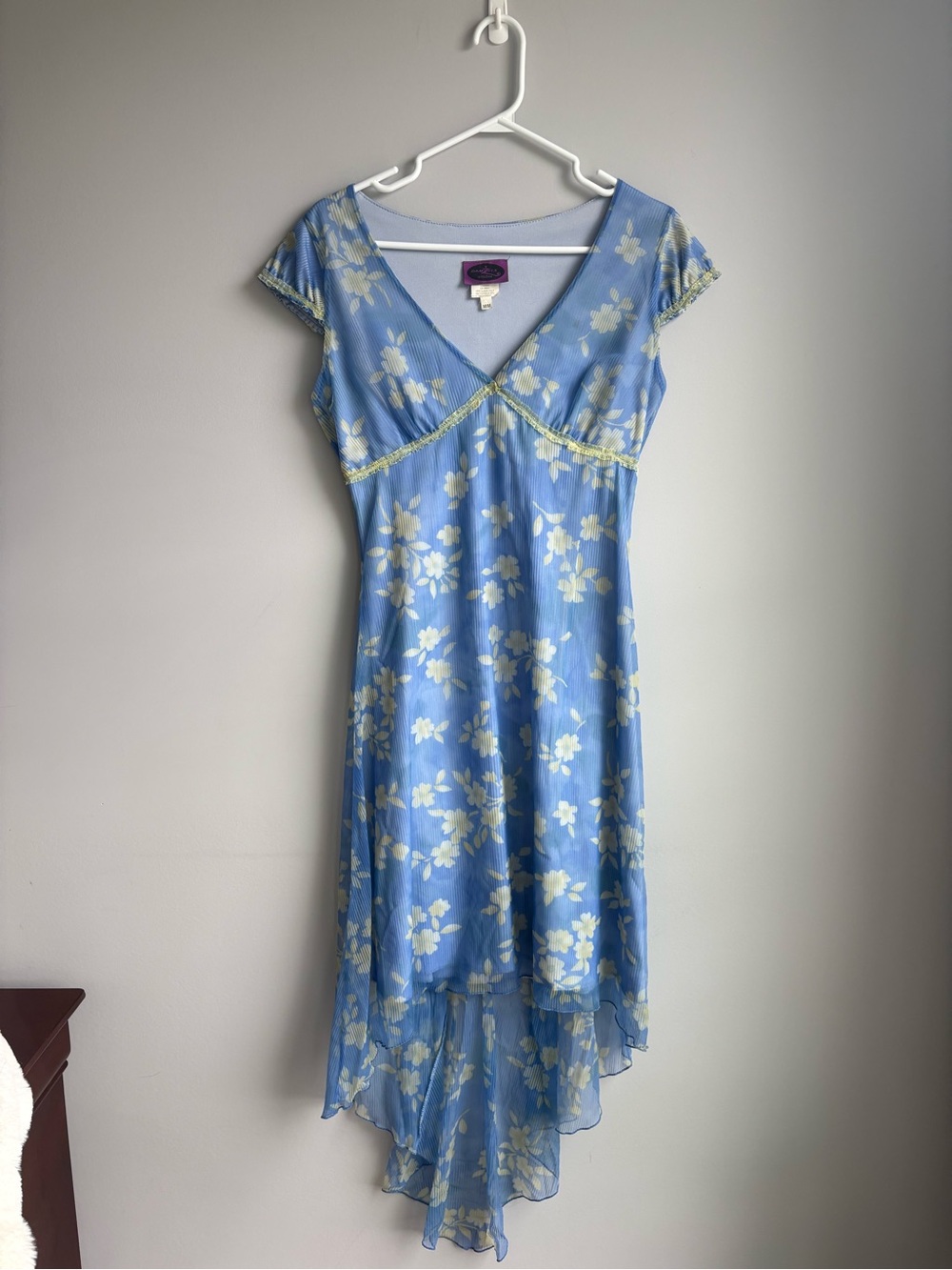 Light Blue Floral High-Low Dress
